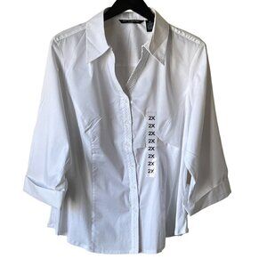 Zac & Rachel White Tailored Blouse, 2X